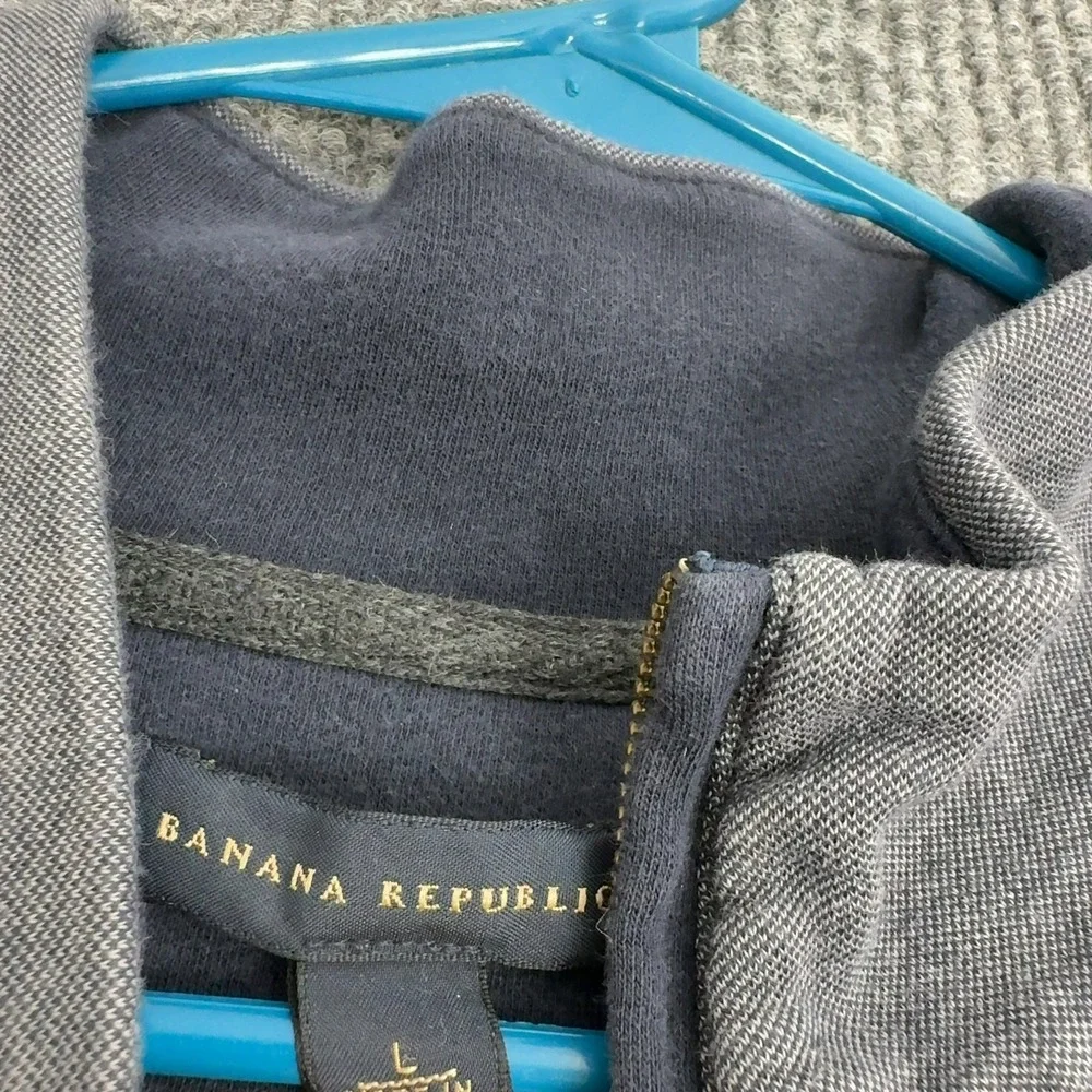 Banana Republic Quarter Zip Mens‎ L Gray Cotton Mock Neck Pullover Casual Style